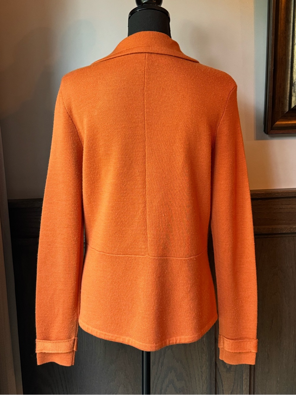 Halogen Orange wool blend Knit Blazer large - Picture 4 of 7